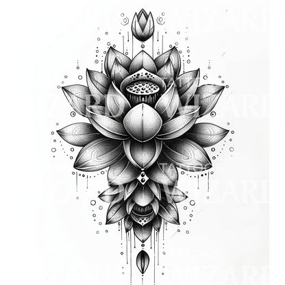 Mesmerizing Lotus Flowers Tattoo Design