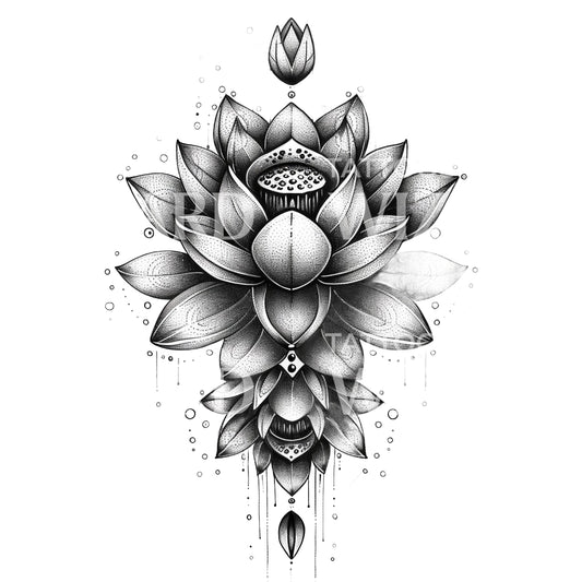 Conception de tatouage fascinante de fleurs de lotus