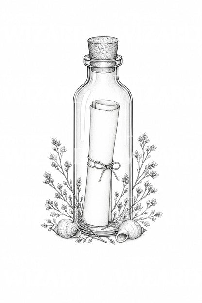 Diseño de tatuaje Mensaje en una botella