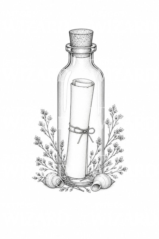 Diseño de tatuaje Mensaje en una botella