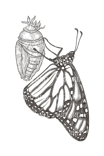 Metamorphosis Butterfly Tattoo Design