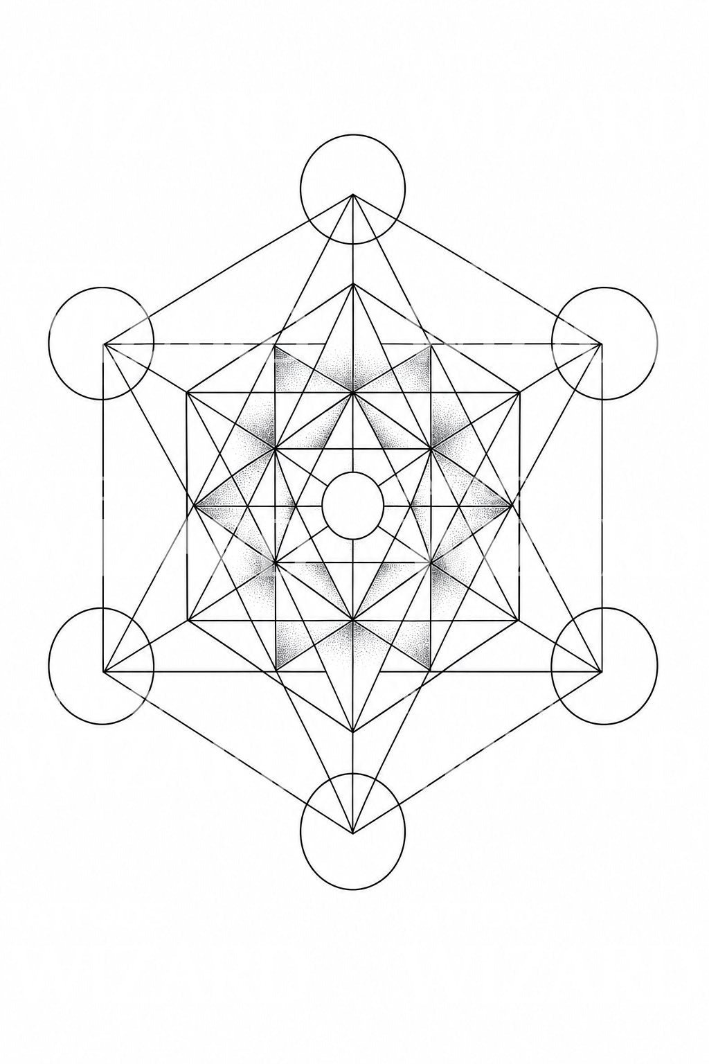 Tetovací návrh Metatronova krychle, posvátná geometrie