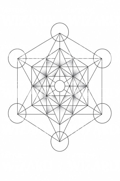Tetovací návrh Metatronova krychle, posvátná geometrie