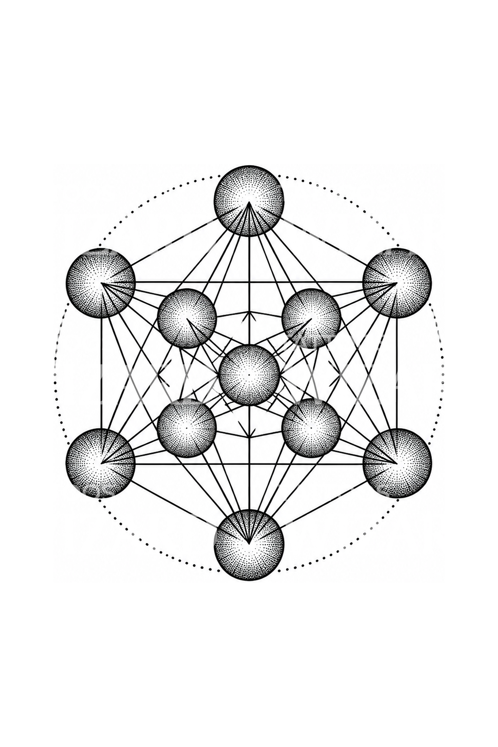 Tetovací motiv Metatronovy krychle, posvátná geometrie