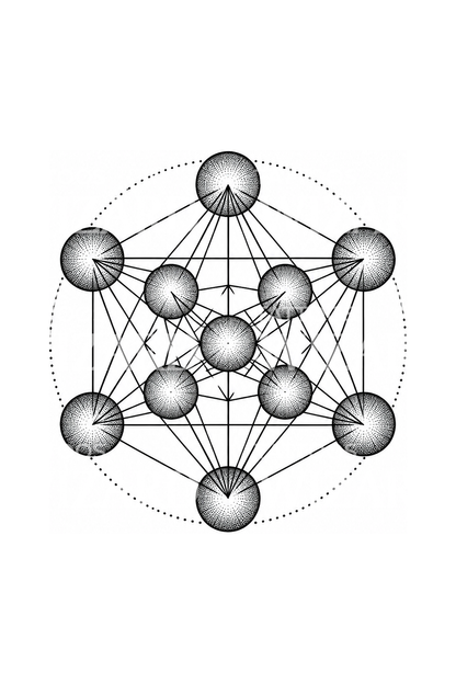 Tetovací motiv Metatronovy krychle, posvátná geometrie