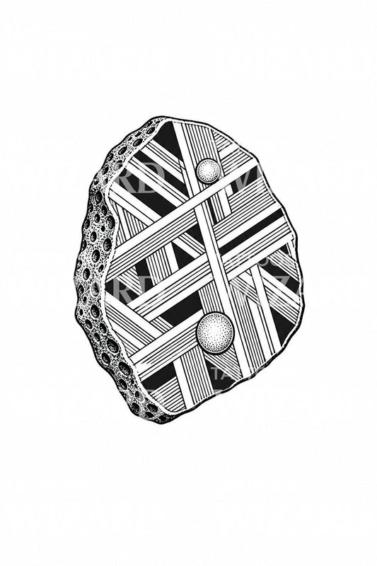 Desain Tato Irisan Meteorit Bermotif Kisi