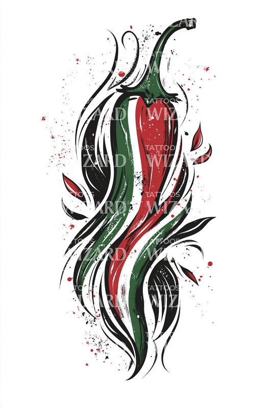 Mexikanisches Chili Spirit Tattoo Design