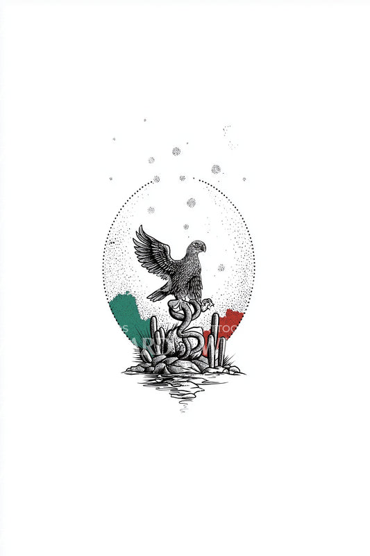 Disegno Tatuaggio Emblema Aquila Messicana
