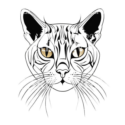 American Shorthair Cat with Patterns Tattoo Design
