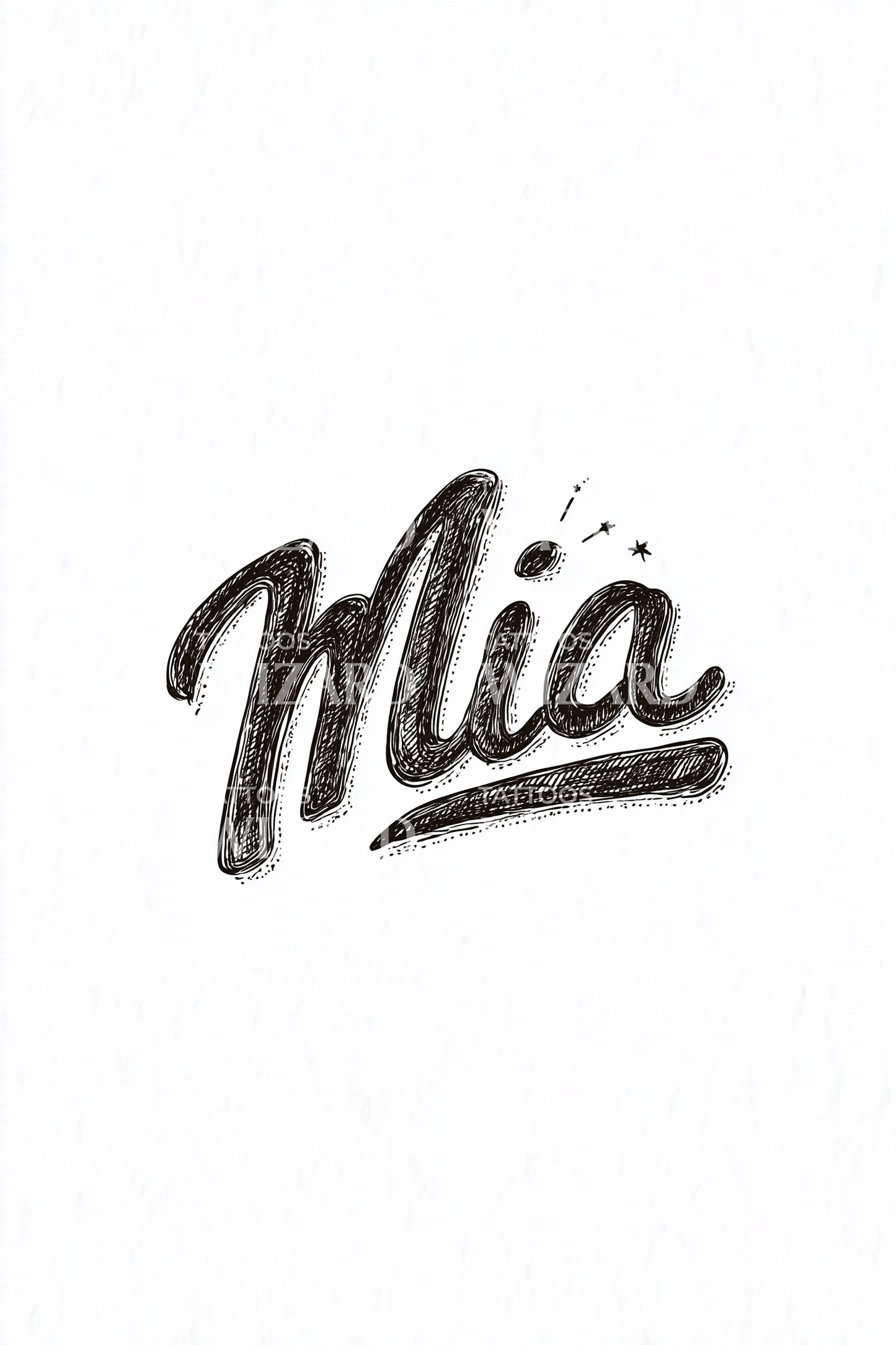 Mia Brush Lettering Tattoo Design