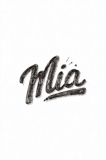 Mia Brush Lettering Tattoo Design