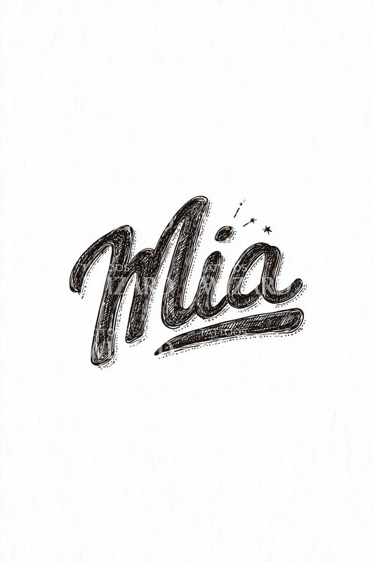 Mia Brush Lettering Tattoo Design