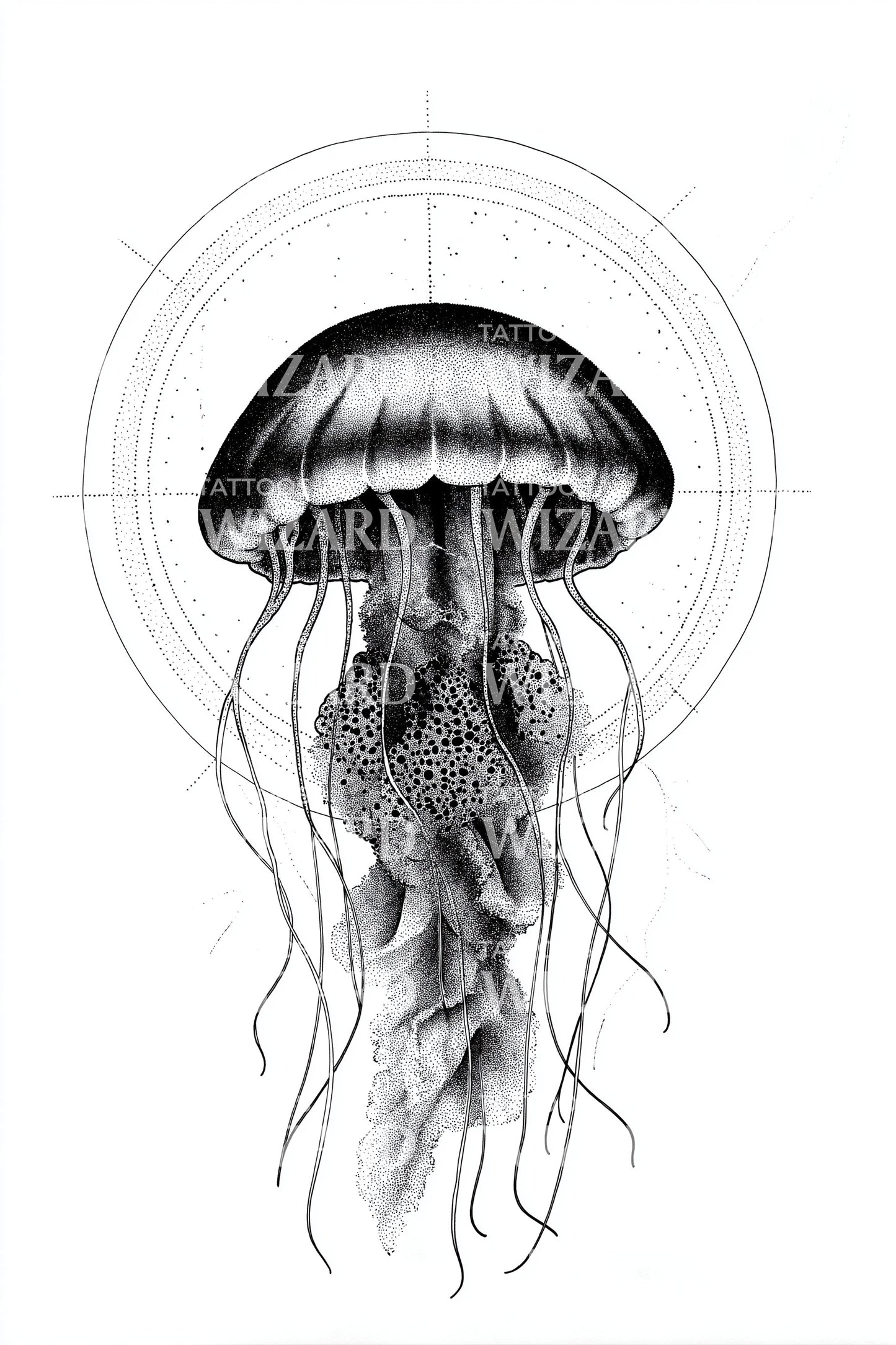 Micro Jellyfish Diagram Tattoo Illustration