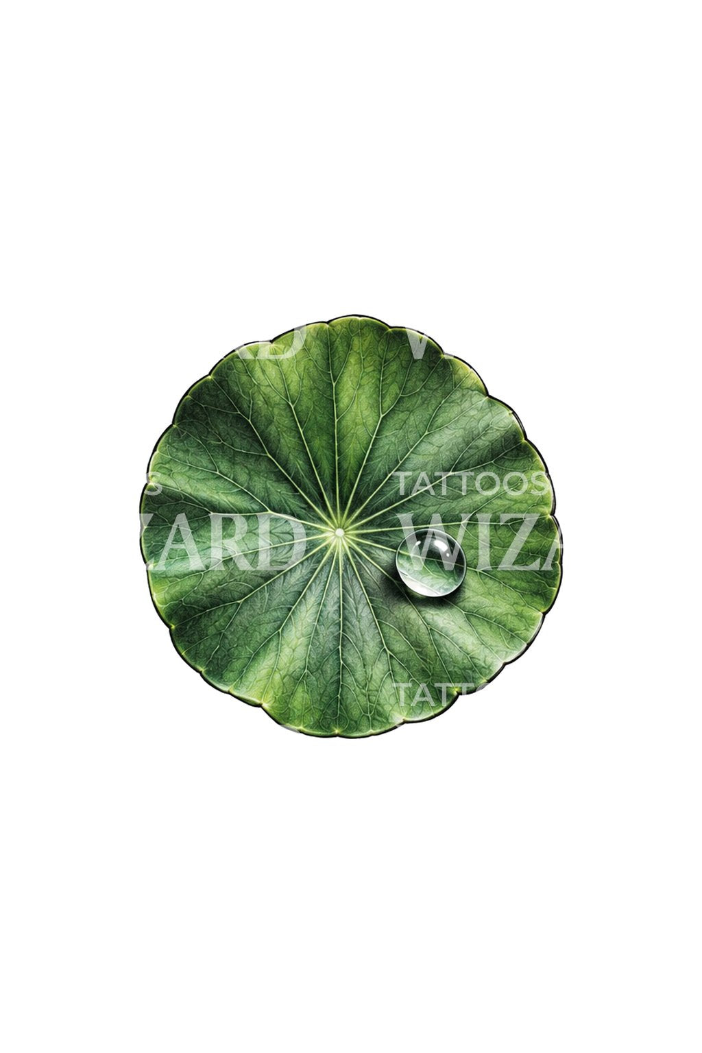Micro Lotus Pad with Water Bead Tattoo Idea