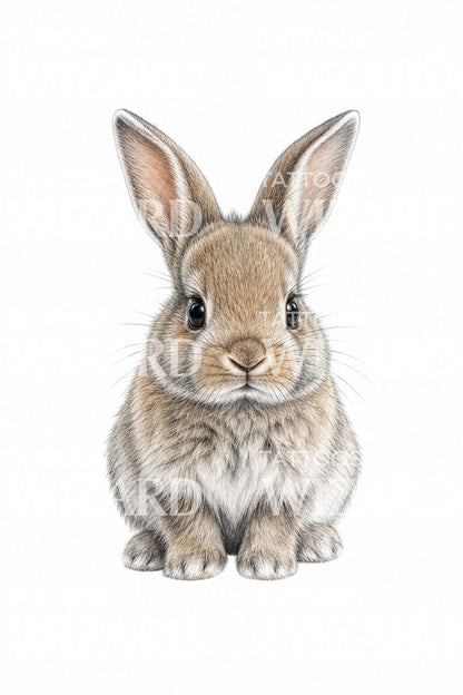 Micro Realism Rabbit Tattoo Illustration