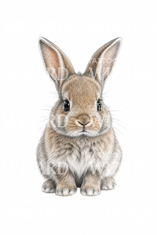 Micro Realism Rabbit Tattoo Illustration
