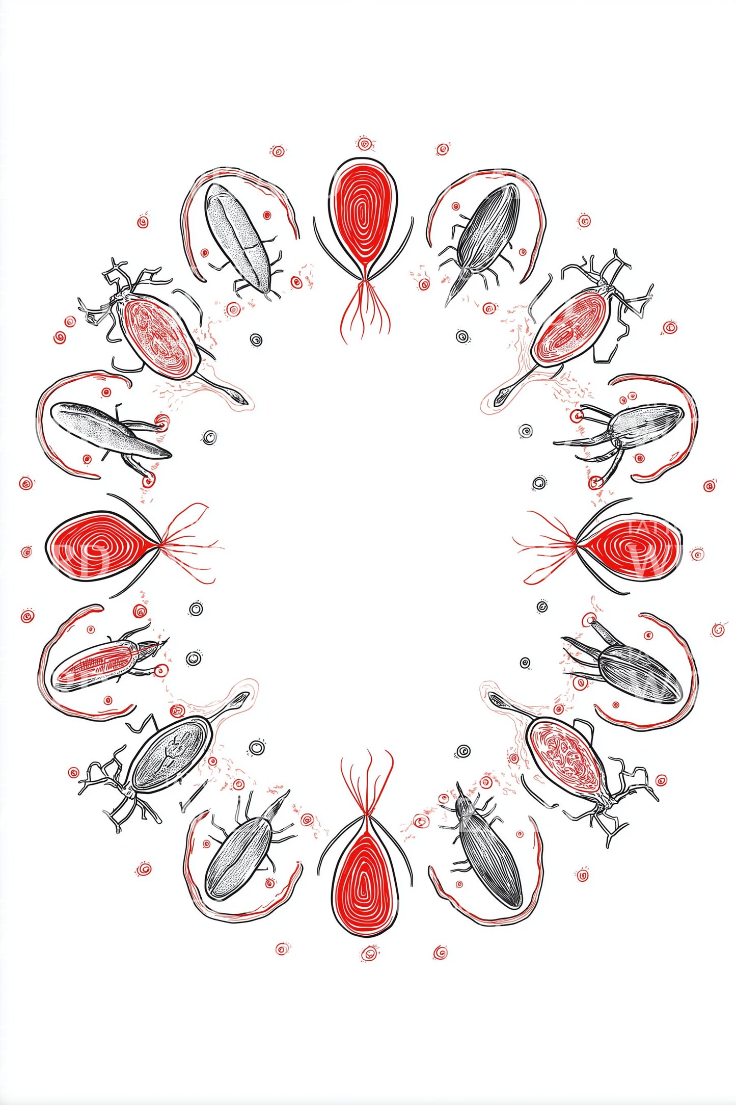 Microbe Mandala Ring Tattoo Design