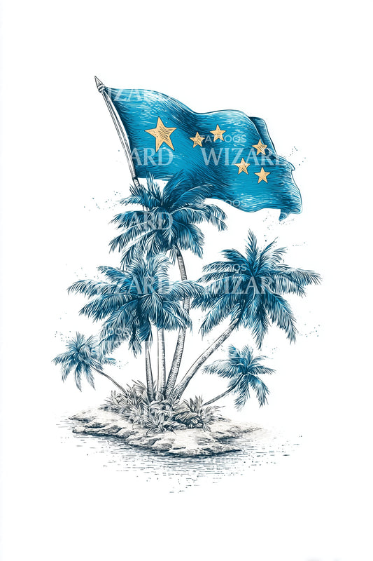 Design de tatouage du drapeau de l'île de Micronésie