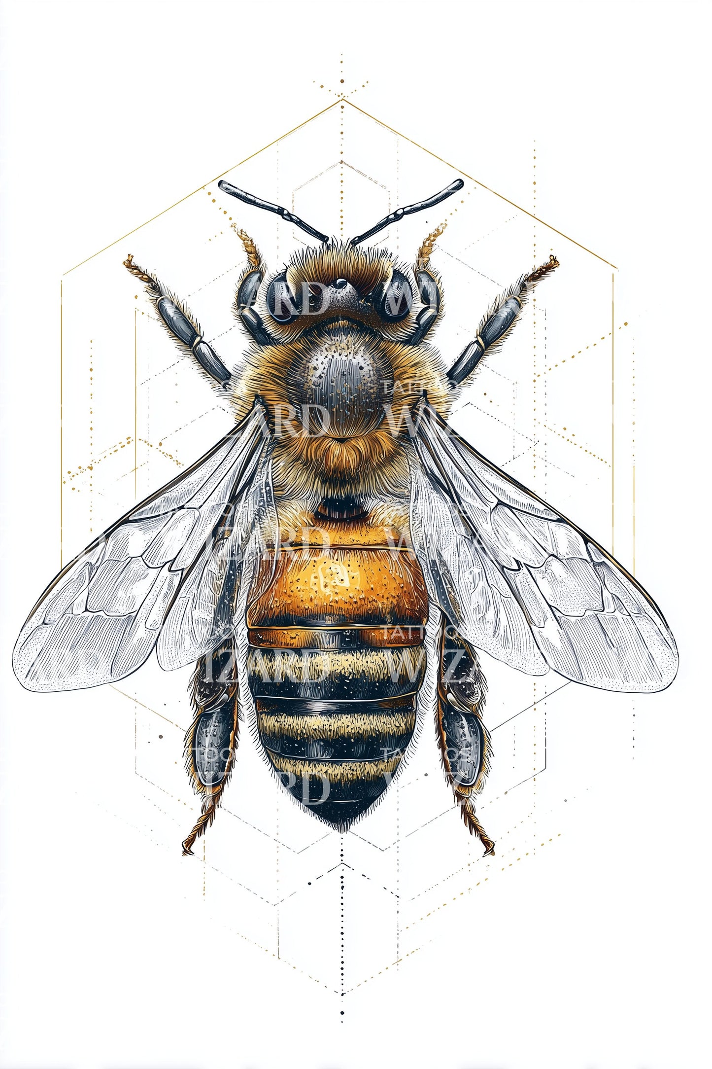 Microreal Honeybee Detail Tattoo Design