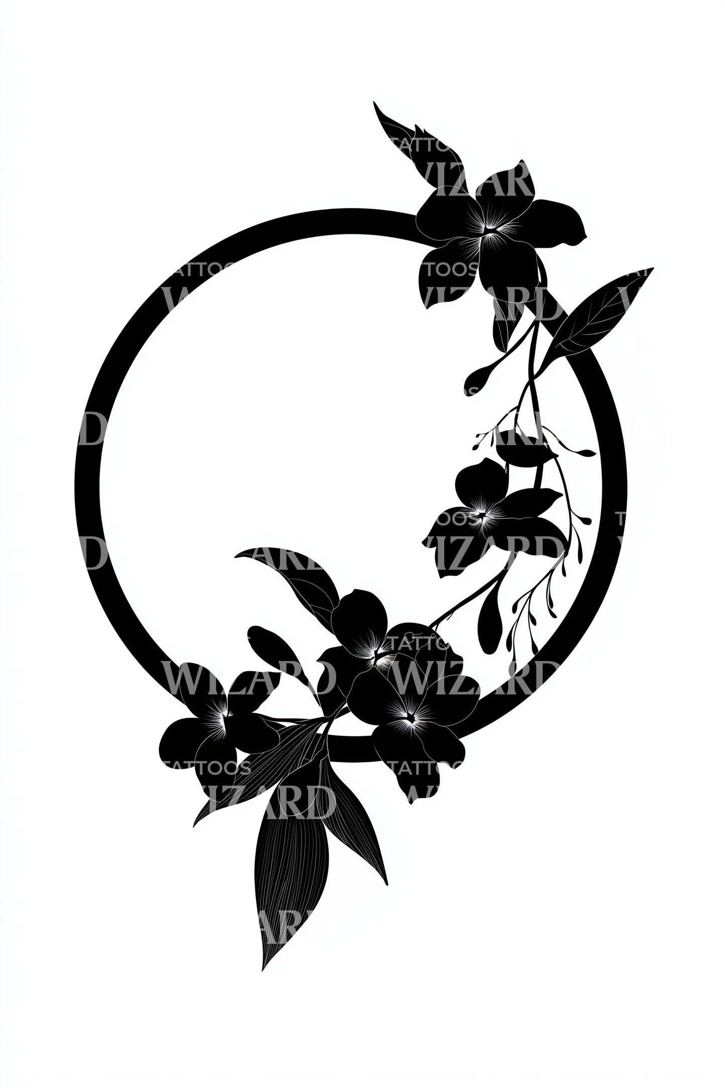 Midnight Bloom Ring Tattoo Design