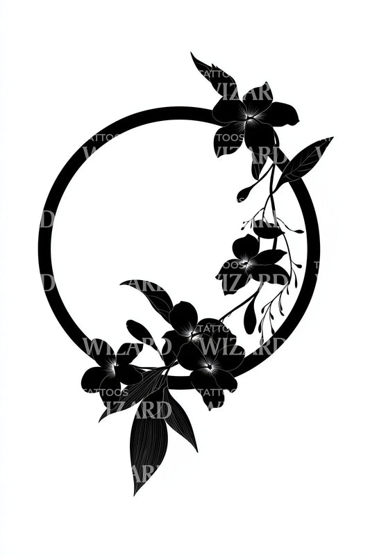 Midnight Bloom Ring Tattoo Design