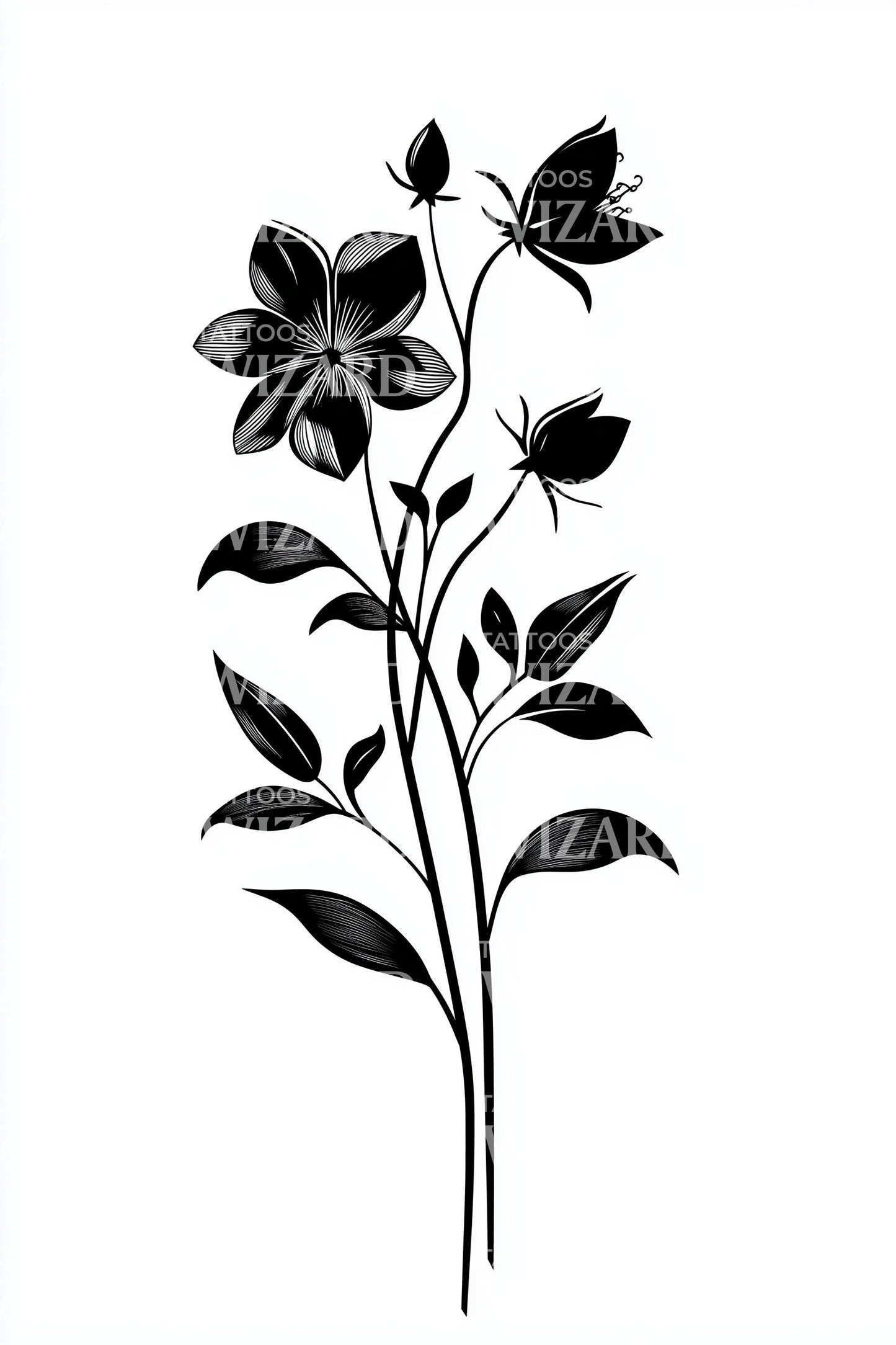 Midnight Jasmine Sprout Tattoo Design
