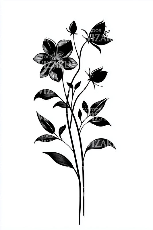 Midnight Jasmine Sprout Tattoo Design