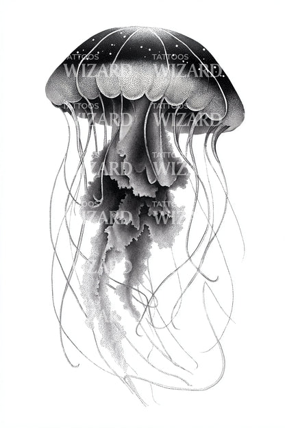 Midnight Jellyfish Drift Tattoo Idea