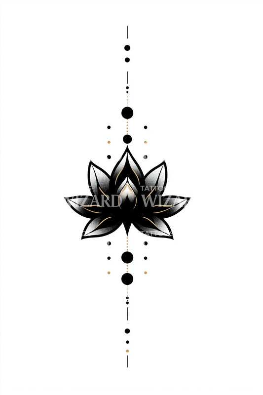 Midnight Lotus Column Tattoo Design