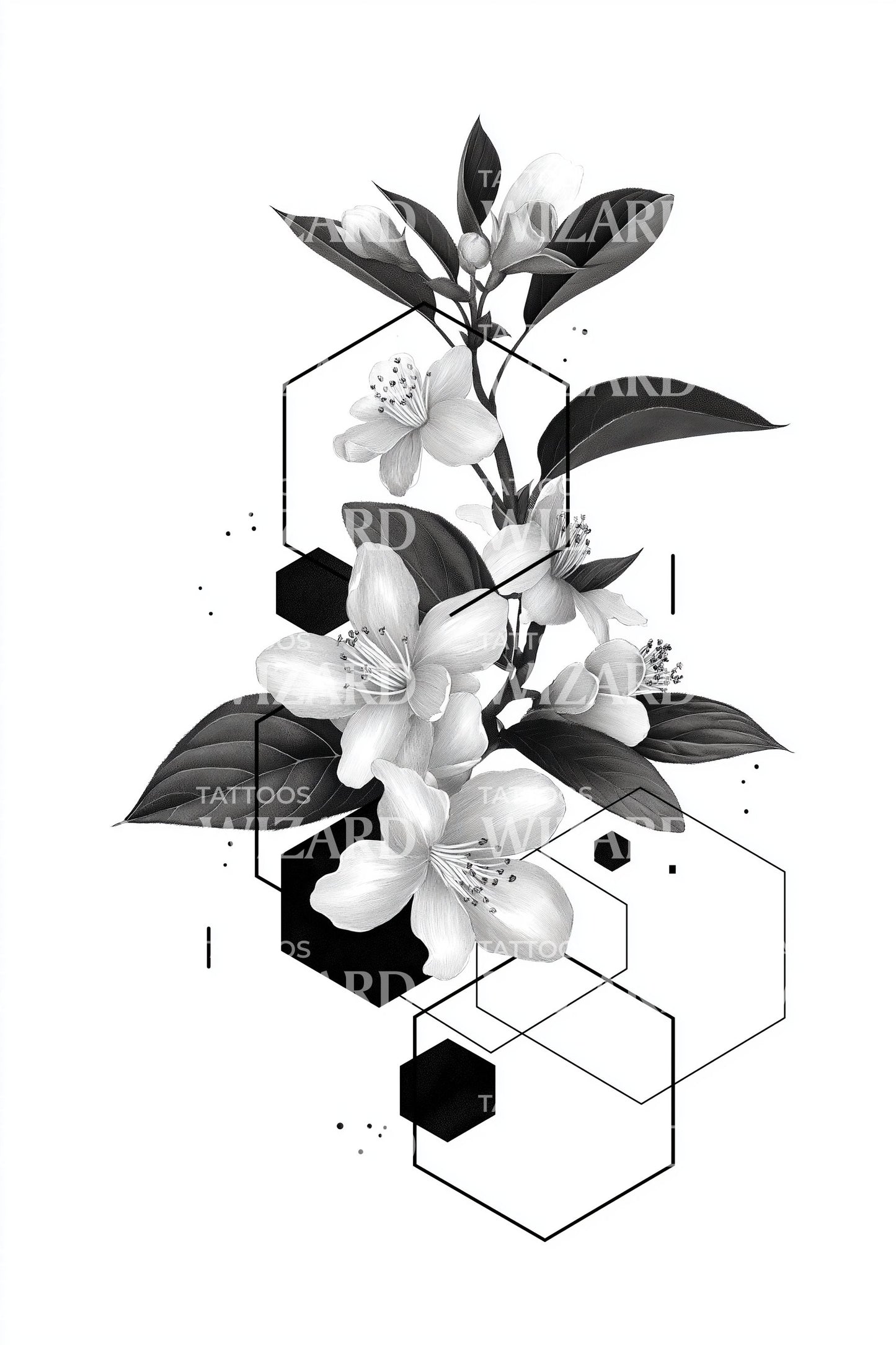 Midnight Olive Blossoms Tattoo Idea