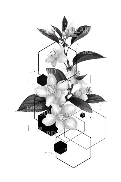 Idea de tatuaje de flores de olivo a medianoche