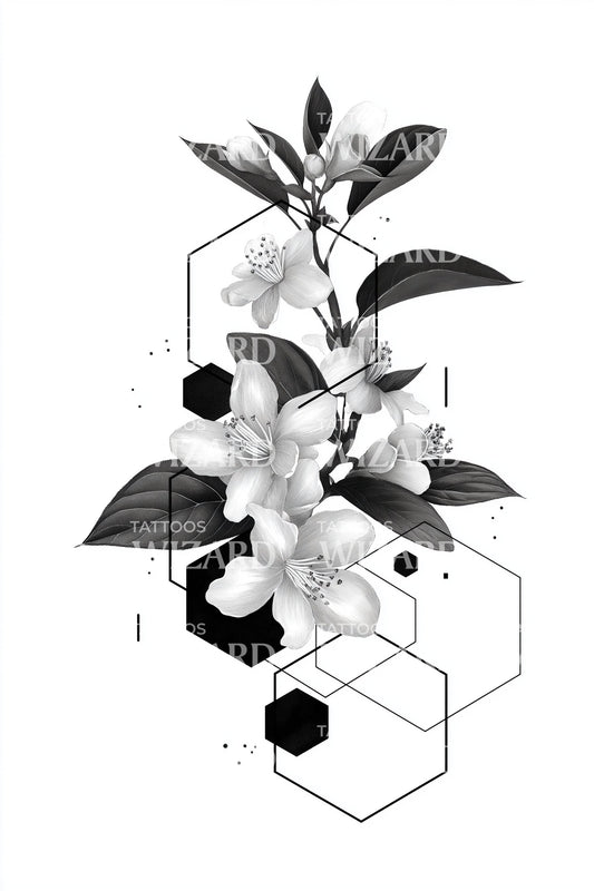 Midnight Olive Blossoms Tattoo Idea