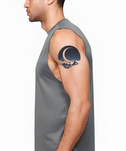 Midnight Crescent Vista Tattoo Illustration