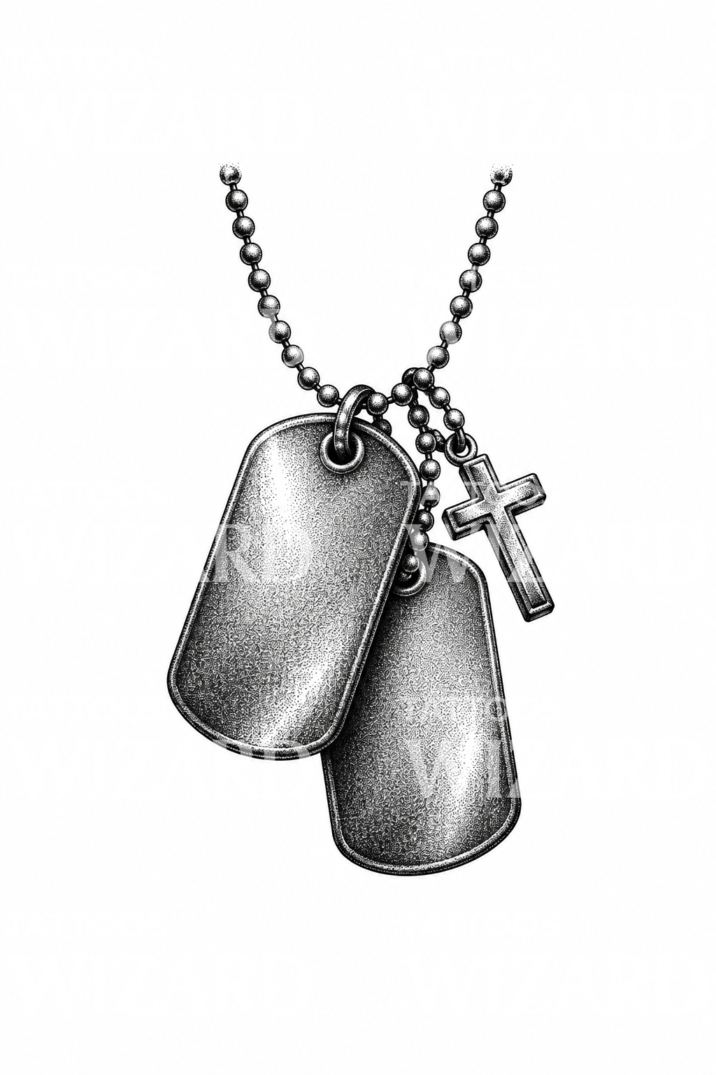 Military Dog Tags with Cross Tattoo Design
