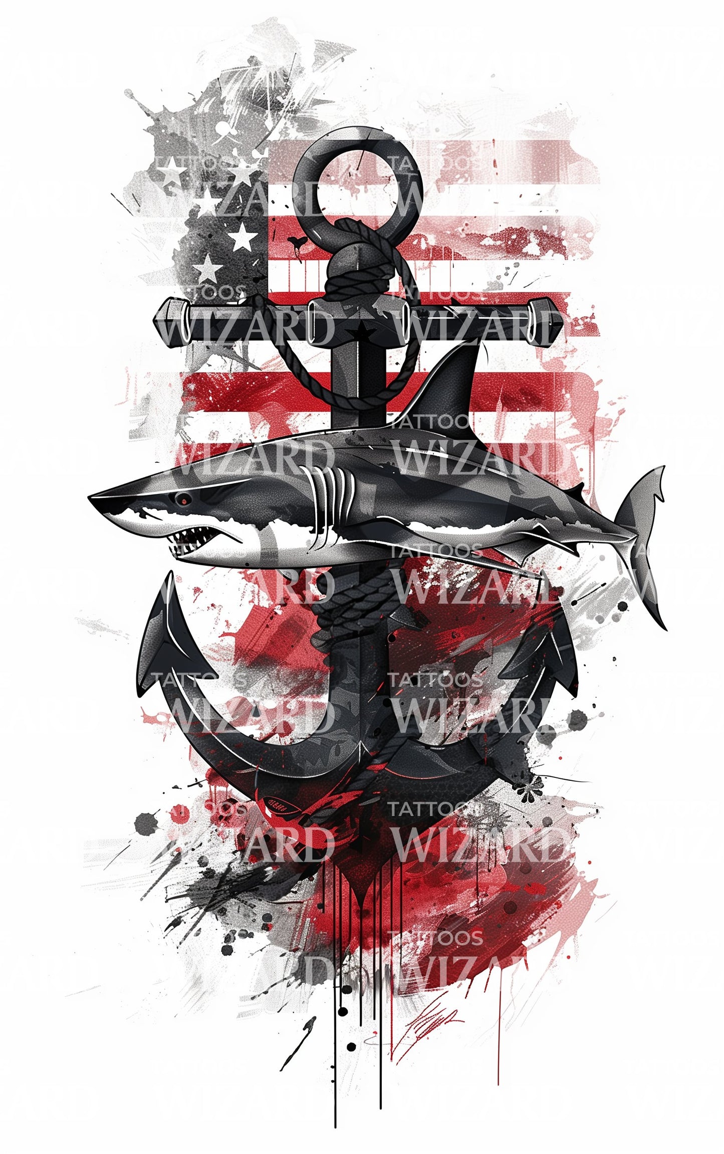 MIlitary Duty Shark Tattoo Design