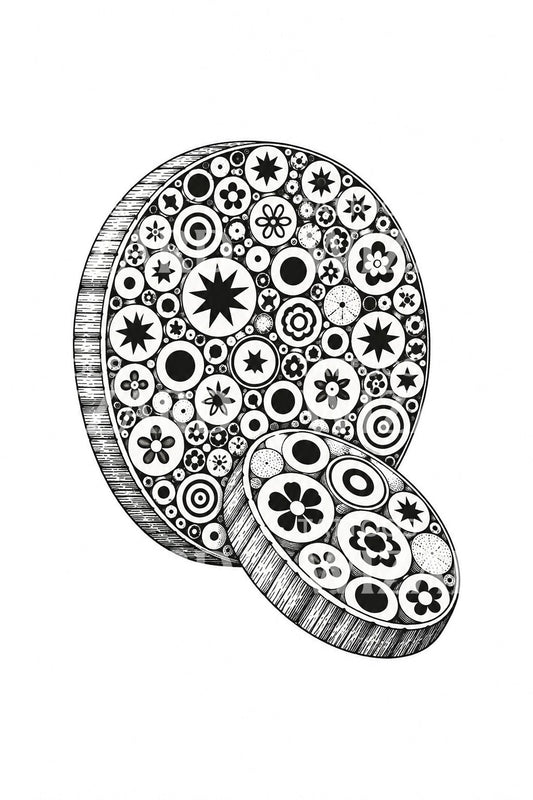 Tatovørdesign med millefiori-skiver