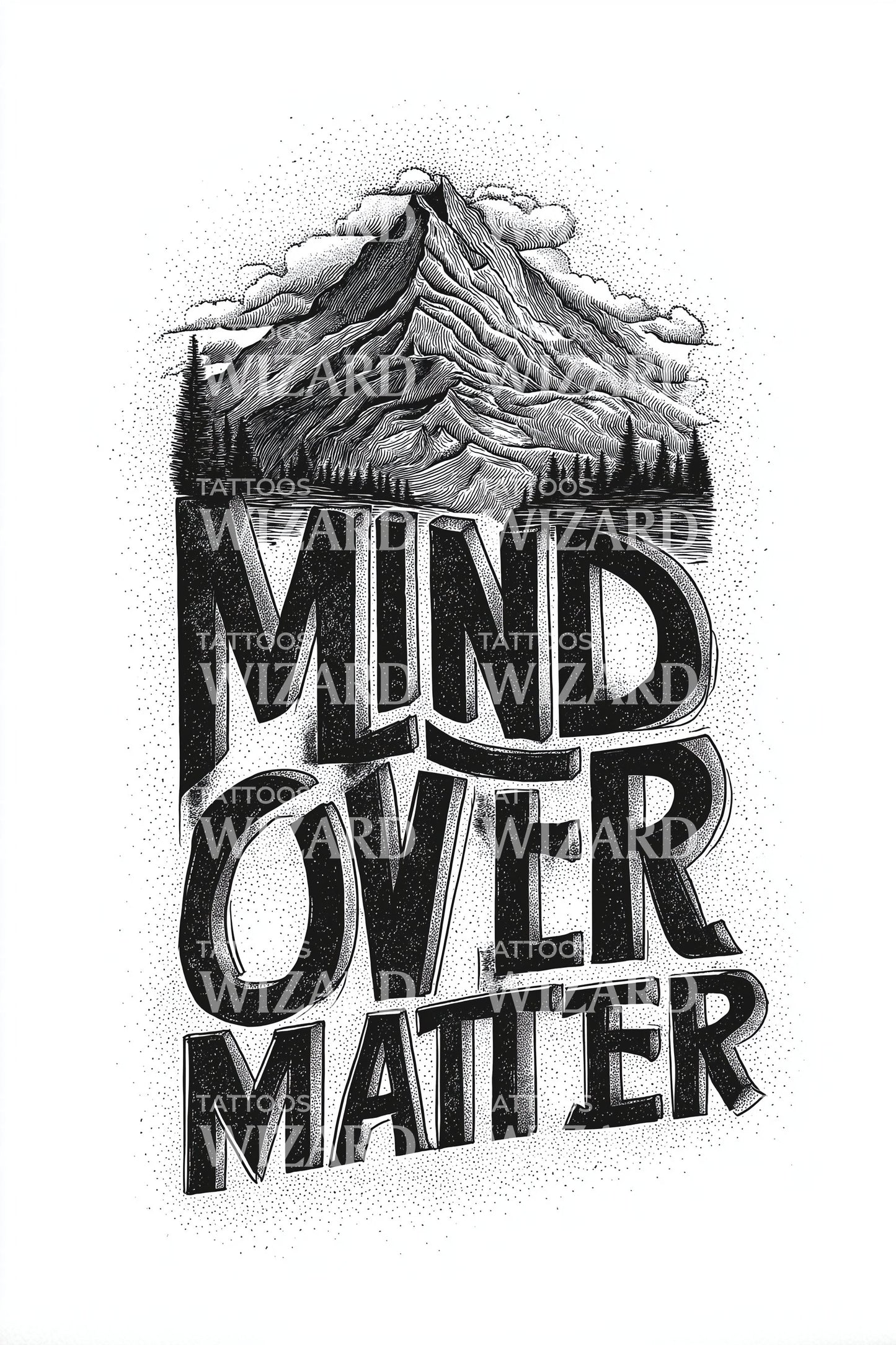 Mind Over Matter Script Blend Tattoo Design