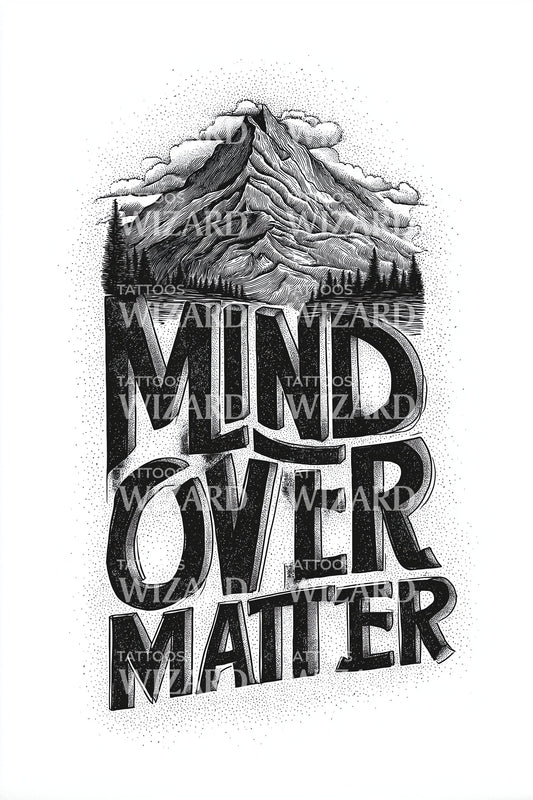 Mind Over Matter Script Blend Tattoo Design