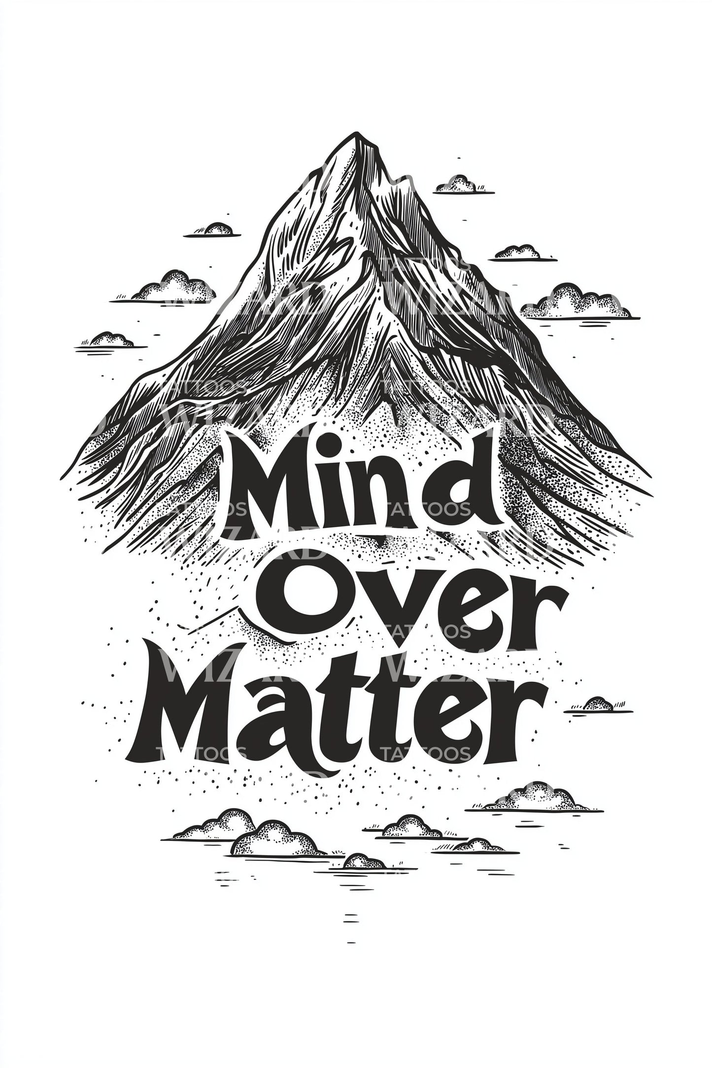Mind Over Matter Typography Tattoo Design