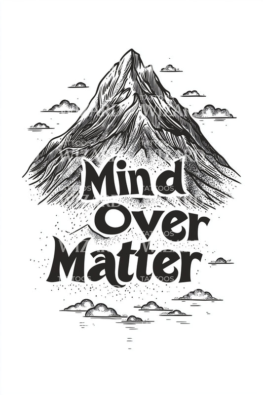 Mind Over Matter Typography Tattoo Design