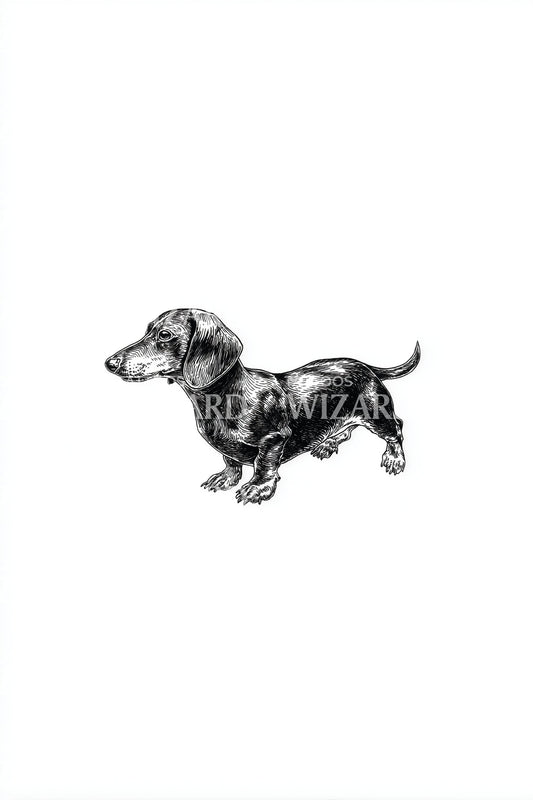 Diseño de tatuaje boceto de mini dachshund