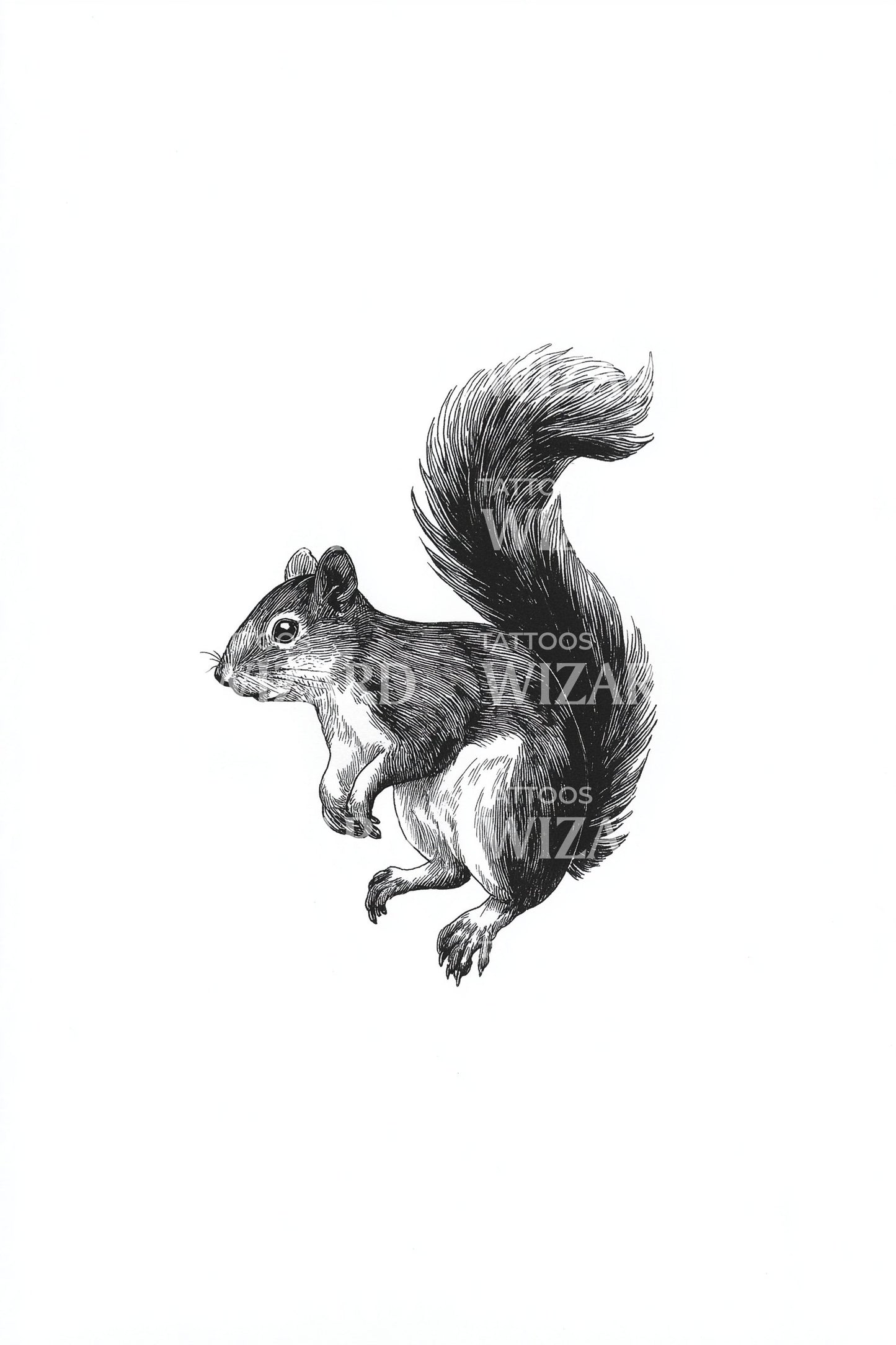 Mini Squirrel Silhouette Tattoo Design