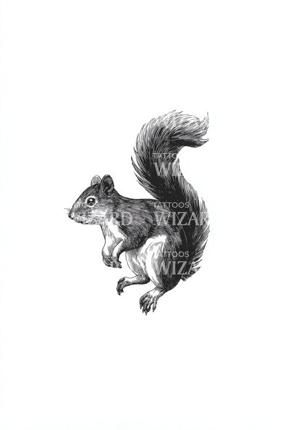 Mini Squirrel Silhouette Tattoo Design