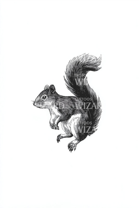 Mini Squirrel Silhouette Tattoo Design
