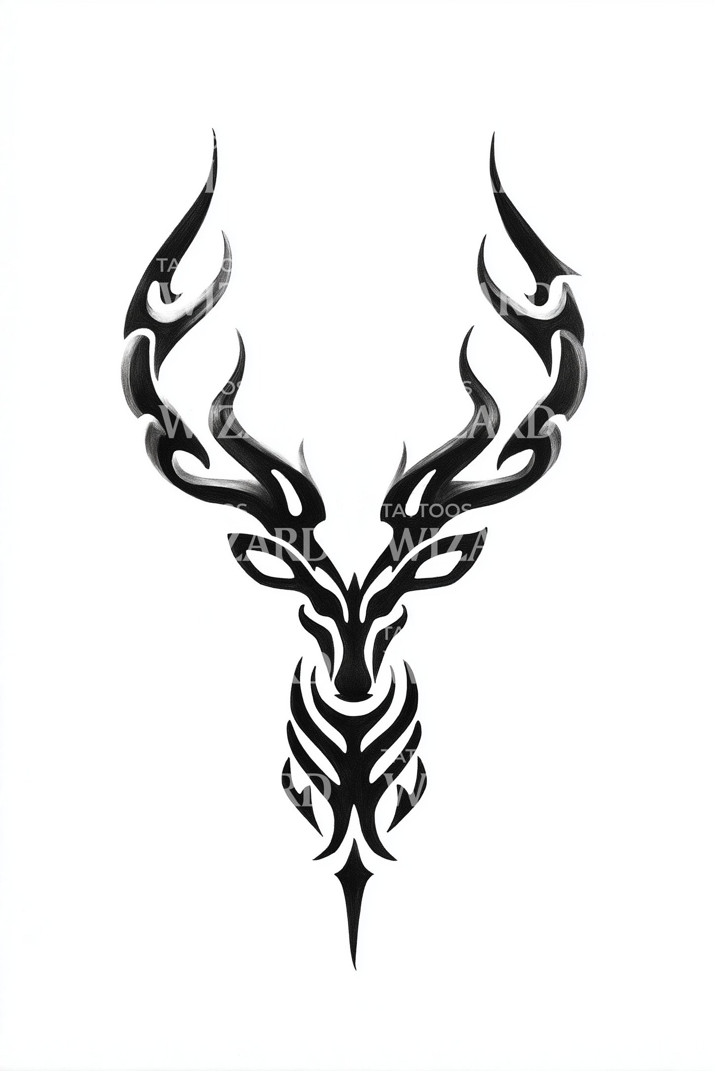 Minimal Antlers Sigil Tattoo Design