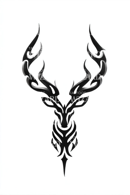 Minimal Antlers Sigil Tattoo Design