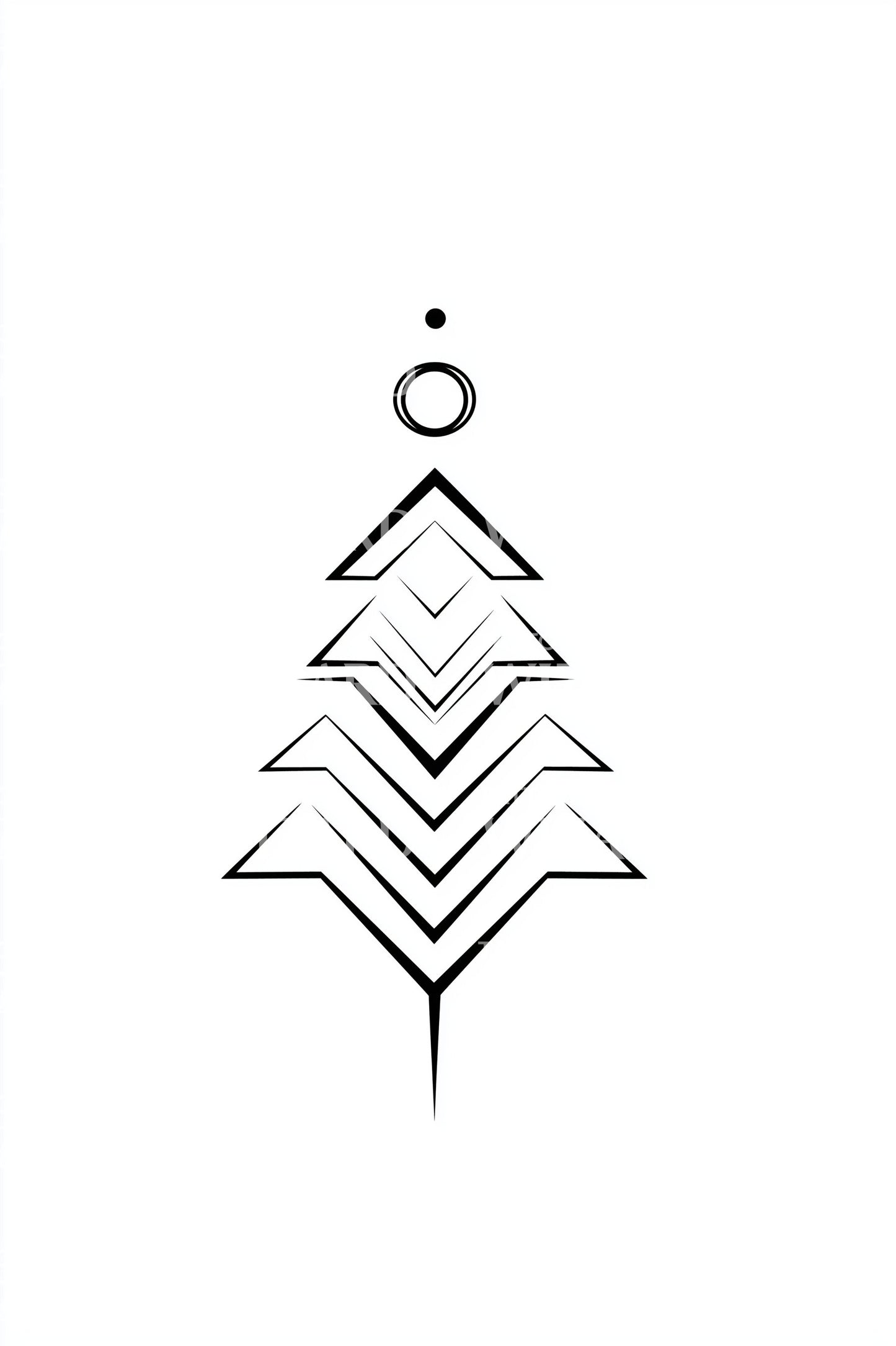 Minimal Arrow Christmas Tree Tattoo Idea