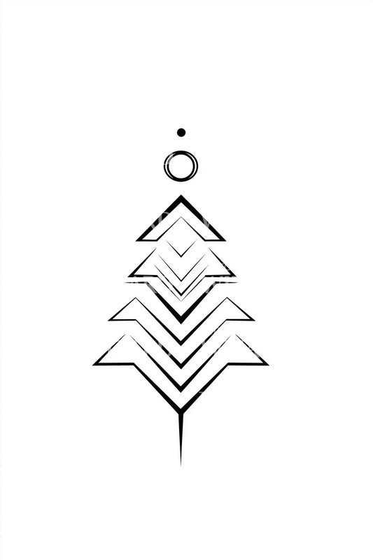 Minimal Arrow Christmas Tree Tattoo Idea