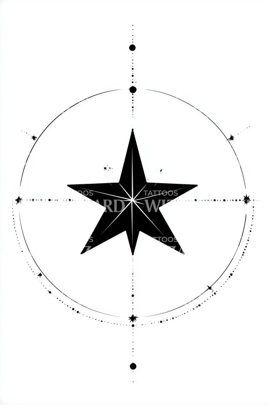 Minimal Astral Compass Tattoo Idea