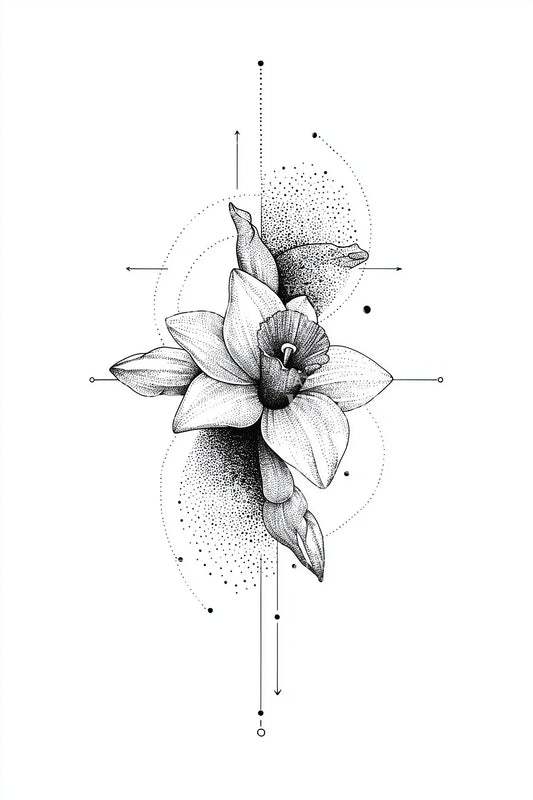 Minimal Axis Bloom Tattoo Idea